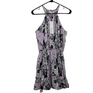 Parker Ventura Dress Womens Small Pink Black Floral Keyhole Smocked Waist NWT